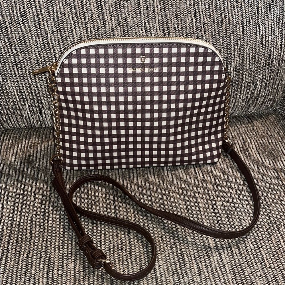 Nanette Lepore Brown Gingham Crossbody Bag